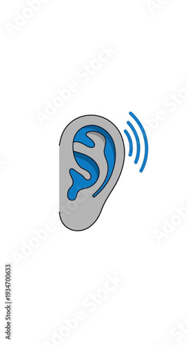 Depicting Auditory Perception: A Detailed Illustration of the Human Ear and Sound Waves