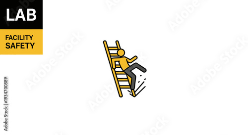 Depiction Of A Human Falling From A Ladder, Illustrating Laboratory Facility Safety