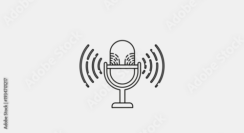 Microphone icon with sound waves broadcasting.
