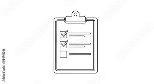 Checklist on a clipboard icon.