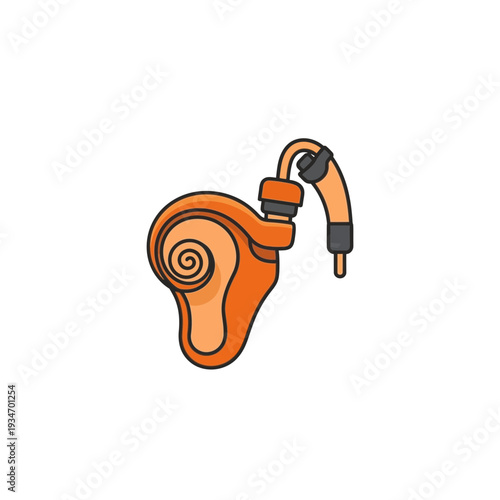 Depiction Of Cochlear Implant Design In Vibrant Colors And Modern Digital Illustration Style