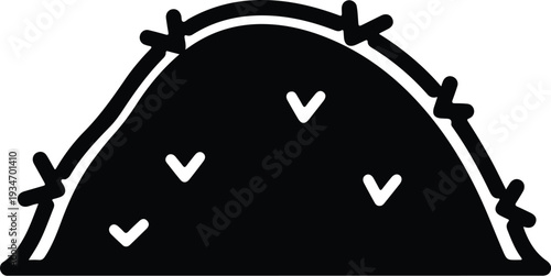 silhouette of anthill with small insects crawling on it vector design