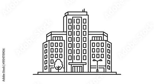 Modern office building cityscape architecture.