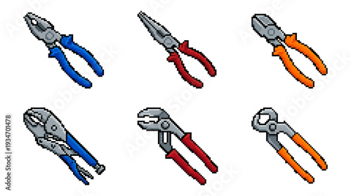 Set of various pliers and hand tools, ideal for DIY, construction, and repair projects