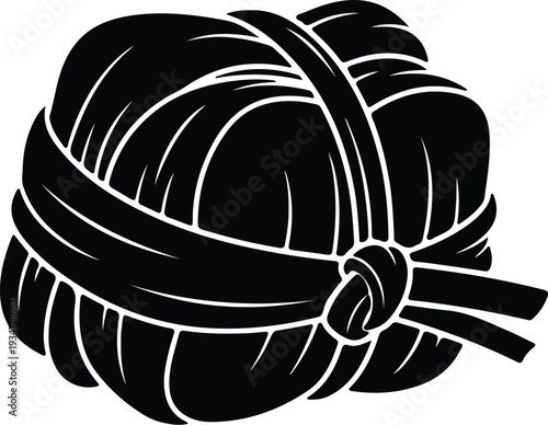 silhouette traditional japanese onigiri rice ball with knot vector design