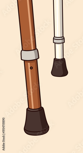 Depiction Of Two Canes, Showing Support And Assistance, Suitable For Elderly Care Or Rehabilitation