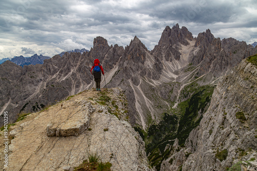 Tre Cime di Lavaredo view. Dolomites mountains landscape. Italy