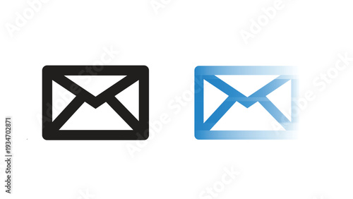 Email Envelope Icons: Black and Blue Gradient Styles for Communication