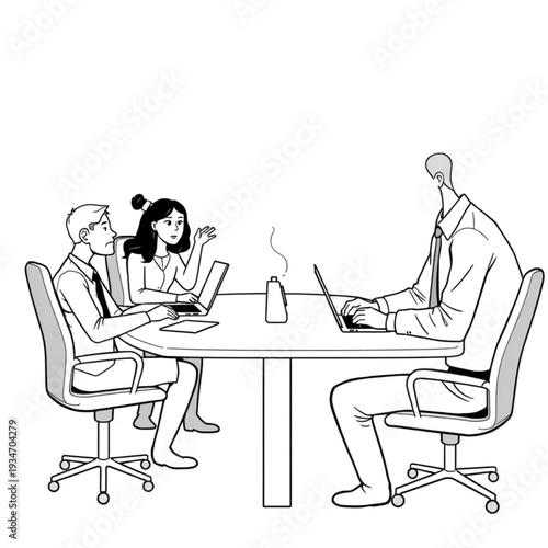 A business meeting where someone's laptop is dying, frantic search for a charger, authentic office reality