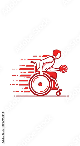Dynamic Illustration of Wheelchair Basketball Player Showcasing Athletic Prowess and Rapid Movement