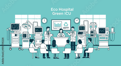 Eco Hospital ICU Meeting Illustrates Green Healthcare Initiatives for Patients.