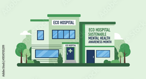 Eco Hospital Illustration Promoting Sustainable Mental Health Awareness All Year Long