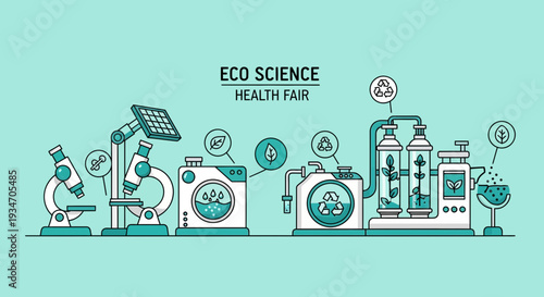 Eco Science Health Fair Illustration Showcasing Research And Sustainable Technologies