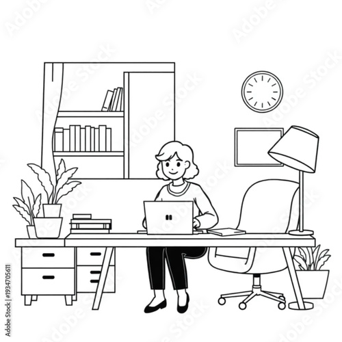 A retired teacher now tutoring online via video call from her colorful home office, purposeful second chapter