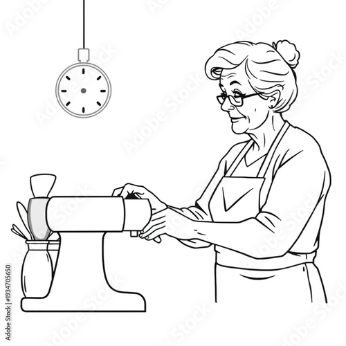 An older woman working as a barista, choosing to keep working for joy and social connection, purpose
