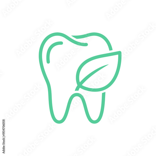 Eco-Friendly Dentistry: A Clean Tooth with a Leaf Symbolizing Natural Dental Care