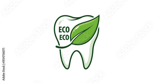 Eco-Friendly Dentistry Concept: A Wholesome Green Tooth and Leaf Emblem Design