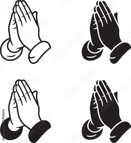 Praying hands icon set. 