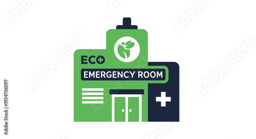 Eco-Friendly Emergency Room Emblem Design Representing Environmental Healthcare Services