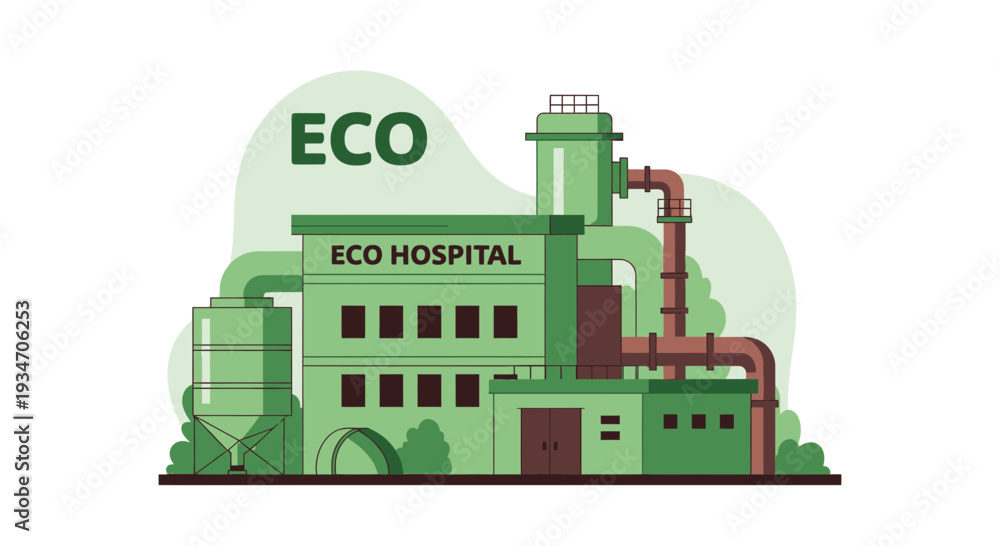 Obraz premium Eco-Friendly Hospital Building Illustrating Green Energy And Sustainable Practices
