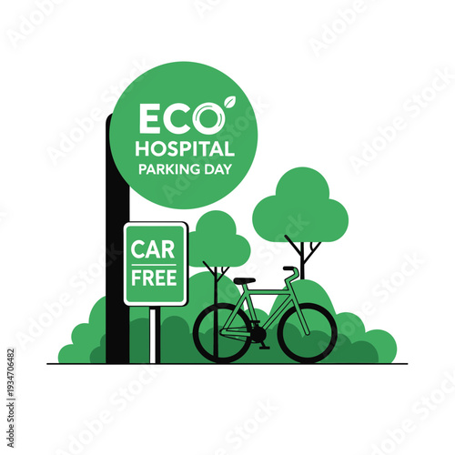 Eco-Friendly Hospital Parking Day: A Bicycle-Centric Illustration Promoting Sustainable Practices