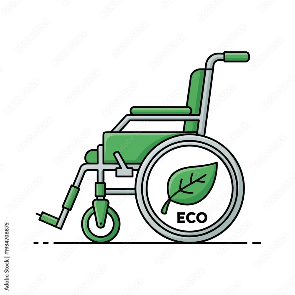Obraz premium Eco-Friendly Wheelchair Illustrates Mobility, Nature, And Sustainable Design Elements Seamlessly