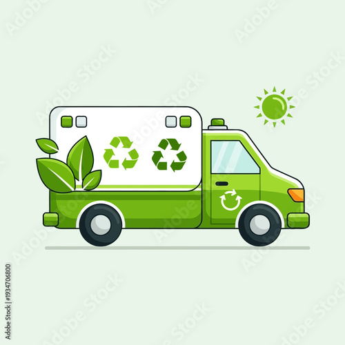 Eco-Friendly Recycling Truck Delivering Sustainable Goods and Environmental Preservation