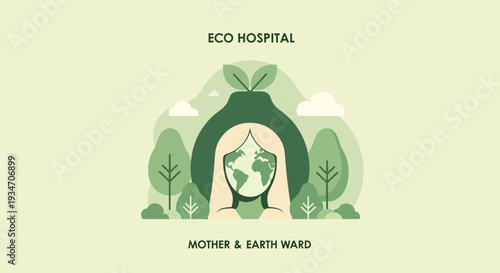 Eco-Hospital Concept Illustrating Earth Care, Environmental Awareness, And Natural Wellness