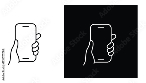 hand holding smartphone icon set mobile device mockup vector
