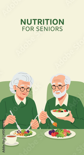 Elderly Couple Enjoying Healthy Meal Illustrates Nutritional Benefits for Seniors' Well-being