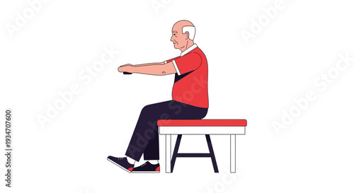 Elderly Individual Doing Exercise While Seated on a Bench For Health and Wellness
