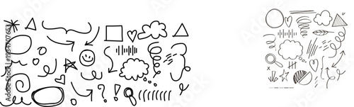 Collection of hand drawn symbols and shapes