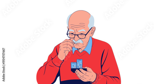 Elderly Person Preparing To Take Medication From A Tablet Packaging Daily Routine Concept