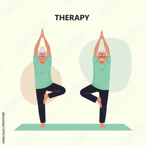 Elderly Individuals Practicing Yoga Poses for Enhanced Health and Wellness in a Studio Setting