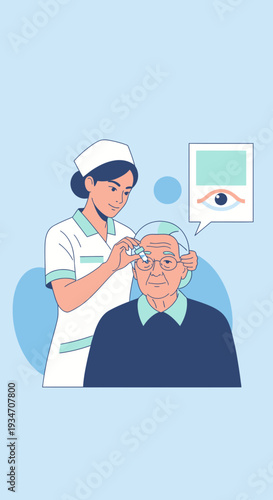 Elderly Woman Receives Eye Care Treatment From Medical Professional For Vision Health
