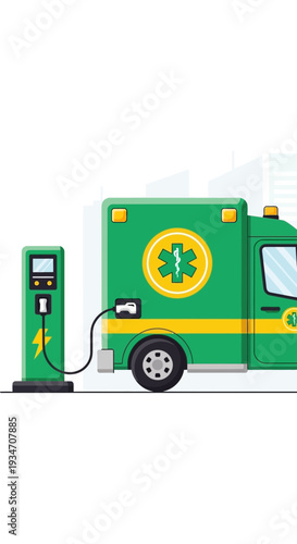 Electric Ambulance Charging at a Station: Innovative Medical Response in a Modern Era