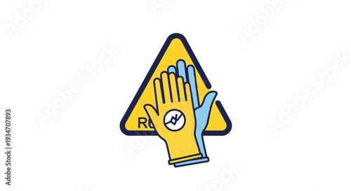 Electric Hazard Warning Icon With Gloves Depicting Voltage Danger and Protection
