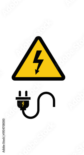 Electrical Hazard Alert: Symbolic Illustration of Voltage Danger and Plug Connection Protection