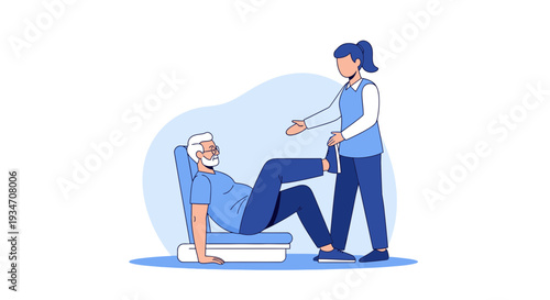 Elderly Patient Undertaking Therapeutic Exercises With Physical Therapist Support