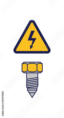 Electrical Hazard Sign Above a Bolt Depicting Danger and Potential Risk for Industrial Safety