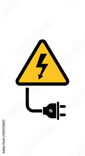 Electrical Hazard Symbol Alerting Potential Danger with Plug Icon Graphic Design