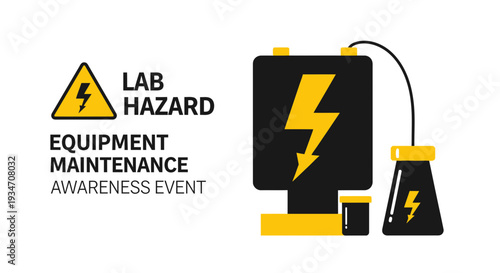 Electrical Safety Awareness Graphic: Equipment Maintenance and Lab Hazard Alert Illustration