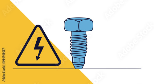 Electrical Hazard Sign Adjacent Bolt Depicting Dangerous Conditions, High Voltage Warning