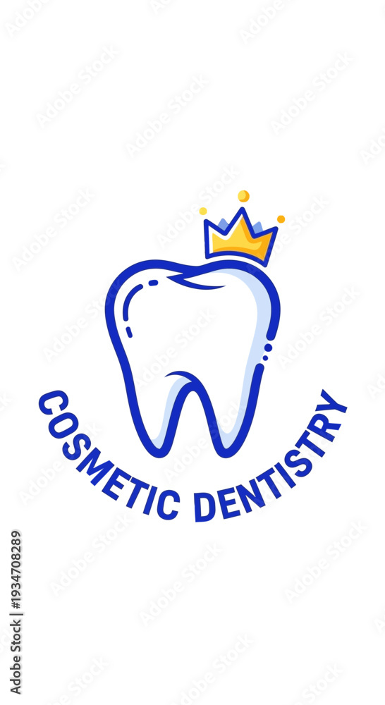Obraz premium Elegant Dental Emblem Showcasing Cosmetic Dentistry Services With A Regal Tooth Design