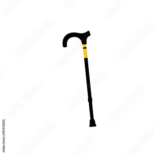 Elegant Black And Yellow Walking Cane, Modern Design Symbolizing Mobility And Support