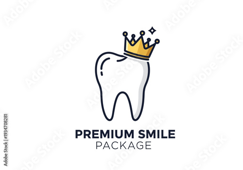Elegant Dental Crown Logo Illustrating Premium Smile Package With Minimalist Design