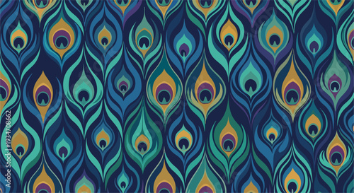 Seamless Peacock Feather Pattern Vector Background