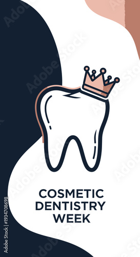 Elegant Tooth Adorned with a Crown for Cosmetic Dentistry Week Celebration and Awareness