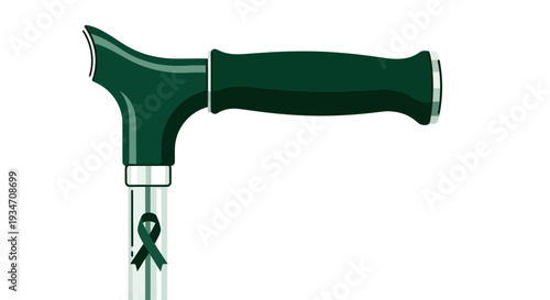 Elegant Vector Illustration of a Green Cane Symbolizing Support and Awareness