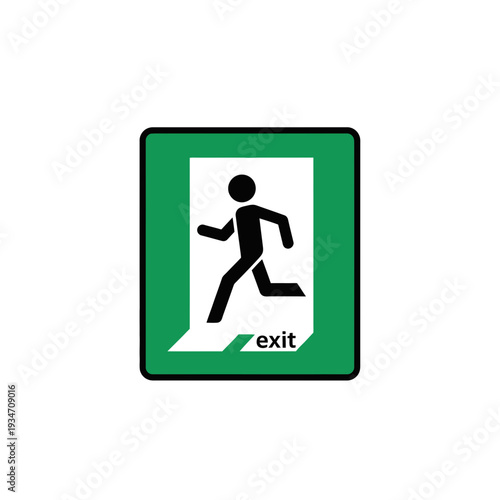 Emergency Exit Sign: Illustrative Vector Depicting Safety Protocol, Green Symbol Guidance